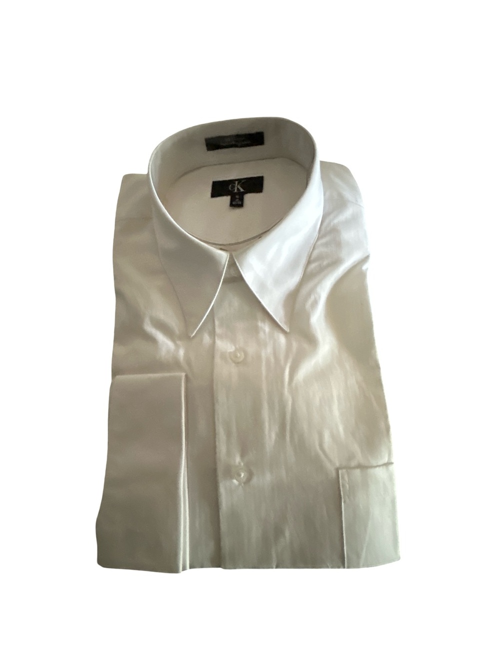 NWT Calvin Klein Men's White Striped Dress Shirt XL 17 32/33 Long Sleeve Classic